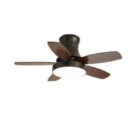 Modern LED Ceiling Fan Light,Chandelier Ceiling Fan with Remote Control,Reversible,1/2/4h Timing,Reversible,Dimmable 3 Color temperatures,5 Wooden Fan Blades,6 Speeds Silent Motor(36in(96cm), Black)