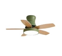 Modern LED Ceiling Fan Light,Chandelier Ceiling Fan with Remote Control,Reversible,1/2/4h Timing,Reversible,Dimmable 3 color temperatures,5 Wooden Fan Blades,6 Speeds Silent Motor(36in(96cm), Green)