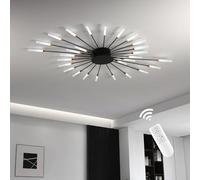 Modern LED Ceiling Light,28 Heads Dimmable Semi Flush Mount Ceiling Lighting,Black Chandeliers Ceiling Lights for Bedroom Living Room Kitchen Dining Room Office 3000K-6000K with Remote Control
