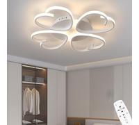 Modern LED Ceiling Light,60W Dimmable Ceiling Lamp with Remote Control,Black Heart-Shaped Ceiling Lighting,3000K-6000K Adjustable Color Temperature for Living Room Bedroom Dining Room (White, 60CM)