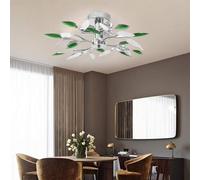 vidaXL Ceiling Lamp with Acrylic Crystal Leaf Arms - E14 Bulbs Compatible, Easy Mount, Modern Home Decor, Living Room, Bedroom, Kitchen Lighting
