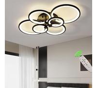 CAI-HAI Modern LED Ceiling Light: Black Recessed Ceiling Light 68W LED Dimmable with Remote Control for Living Room, Dining Room Lighting, Bedroom, Home