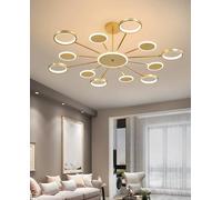 Modern LED Ceiling Light Dimmable LED Ceiling Lighting Simple Flush Mount Ceiling Lamp Fixture with Remote Control for Living Room Bedroom Dining Room （180° Adjustable Lamp Arm） (Gold, 120CM)