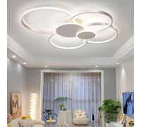 Modern LED Ceiling Light, Dimmable with Remote Control Black Chandeliers, Semi-Flush Ceiling Light, for Bedroom Living Room Kitchen Dining Room Office LED Ceiling Lamp (White, 100cm)