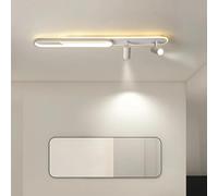 Modern LED Ceiling Light Fixture with Spotlight for Bedroom & Study - Black & White 100cm Indoor Decor Lighting, Natural Warm Light, Simple Design