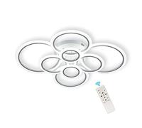 Modern LED Ceiling Light, white 8 Ring 94W LED Chandelier Creative Acrylic Design Ceiling Lamp Fixture Illumination Dimmable Hanging Lamp with remote control for Living Room Bedroom Dining Room HGCHH