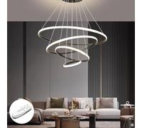 Modern LED Ceiling Light with Remote Control Adjustable 4-Ring Design for Living Room & Bedroom Stylish Black Fixture (20/40/60/80 cm) - Contemporary Home Lighting