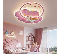 Modern LED Ceiling Light with Remote Control Dimmable Unicorn Lamp for Kids' Room Pink Acrylic Shade Creative Bedroom Lighting for Girls & Boys Baby Room Decor