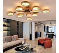Modern LED Ceiling Lighting, 4/6/8-ring Solid Wood Chandelier, dimmable Ceiling Lighting 3000K-6000K, Suitable for Living Room/Dining Room/Bedroom/Office