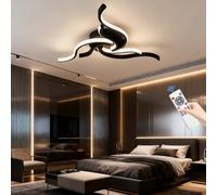Modern LED Ceiling Lights Dimmable Bedroom Ceiling Light 42w/3200lm Multi-Functional Ceiling Lamp With Remote Control Suitable For Living Room Office Study Dining Room And Kitchen (Black, 3 heads)