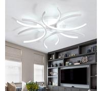 Modern LED Ceiling Lights - Dimmable, Remote Controlled, APP Compatible, 6000K, White Metal, Flush Mount, Suitable for Bedroom, Living Room, Dining Room, Kitchen