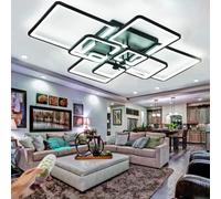 Modern Led Ceiling Lights for Living Room,138W Ceiling Lamps, Chic 8 Square Shapes Acrylic Black Led Chandelier, Modern Simple Flush Mount Ceiling Light Fixture for Dining Living Room Kitchen