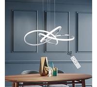 Modern LED Ceiling Pendant Light Spiral Design, 64W Dimmable Pendant Light with Remote Control, Height Adjustable Chandelier Light, for Living Room, Bedroom, Dining Room, Kitchen Island (A - Chrome)