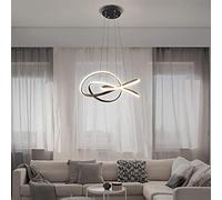 Modern LED Ceiling Pendant Light Spiral Design, 64W Dimmable Pendant Light with Remote Control, Height Adjustable Chandelier Light, for Living Room, Bedroom, Dining Room, Kitchen Island (C - Black)