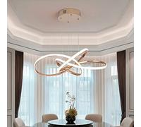 Modern LED Ceiling Pendant Light Spiral Design, 64W Dimmable Pendant Light with Remote Control, Height Adjustable Chandelier Light, for Living Room, Bedroom, Dining Room, Kitchen Island (B - Gold)
