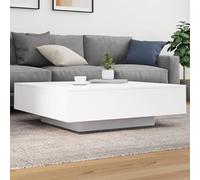 Modern LED Coffee Table with Adjustable RGB Lights, White Wood-Based Panel, 100x100x31 cm - Versatile Design for Living Room, Side Table, or Tea Table