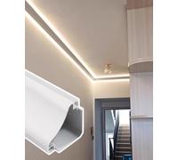 Modern LED Crown Molding Trim for Wall & Ceiling Edge Ceiling Coving Lighting Channel Linear Strip Light Diffuser Covers for Hallway & Stairs Contemporary Home Decor