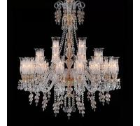 Modern LED Crystal Chandelier - 28 Light Cold White Fixture for Living Room, Bedroom, Restaurant & Study - Elegant Candlelight Design for Home Decor