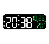Modern LED Digital Alarm Clock, Temperature Calendar Moon Phase Dual Alarms, Multifunctional Clock for Bedroom Bedside Table(White Green Light)
