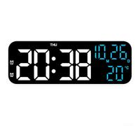 Modern LED Digital Alarm Clock, Temperature Calendar Moon Phase Dual Alarms, Multifunctional Clock for Bedroom Bedside Table(White Blue Light)