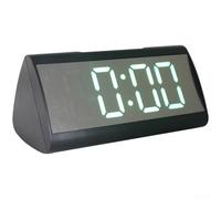 Modern LED Digital Alarm Clock, with Temperature Display, Triangle Mirror Desk Design 12/24 Hour Calendar Time Format for Home Decor(Green)