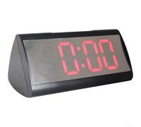 Modern LED Digital Alarm Clock, with Temperature Display, Triangle Mirror Desk Design 12/24 Hour Calendar Time Format for Home Decor(Red)