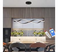 Modern LED Dining Table Pendant Light 92cm Dimmable Hanging Light Dining room lamp 42W with Remote Control in Spiral Design Height Adjustable Chandelier for Living room Bedroom Kitchen (Black)