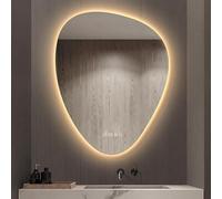 Modern Led Drop-shaped Bathroom Mirror, Anti-fog, Dimmable 3-color Backlit Vanity Mirror With Time & Temperature Display, Frameless & Shatterproof Design B 75 * 100CM/29.5 * 39.4IN