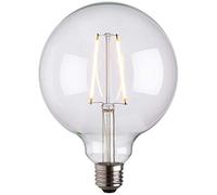 Modern LED Filament Globe Shaped Light Bulb - 125mm Diameter Clear Glass - E27 Edison Screw - 2W Warm White | 210 Lumen | 2200K | Vintage Style Decorative Lamp - Energy Saving