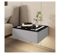 Modern LED Floating Nightstand with Charging Station - Wall-Mounted Bedside Table with 1 Drawer & Glass Top Shelves for Bedroom Storage & Decor