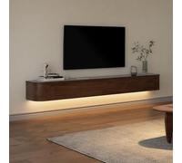 Modern LED Floating TV Unit - Wall-Mounted Entertainment Cabinet, 140CM Media Storage Stand with Drawers & Shelves for Living Room, Stylish White & Wood Design