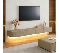 Modern LED Floating TV Unit | Wall-Mounted Entertainment Console | Stylish Khaki TV Bench for Living Room & Office | Space-Saving Design 120 cm