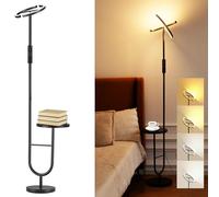 Modern LED Floor Lamp for Living Room, 36W Dimmable Standing Lamp with Side Table, 175cm Tall Black Floor Lamp, Remote & Touch Control, 360° Adjustable Head for Bedroom Sofa Reading Corner AVEN MF19
