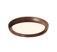 Modern LED Flush Mount Ceiling Light Round Walnut Wood Grain 19.7 Inch Acrylic Shade Ceiling Lamps Minimalist Retro Ceiling Fixture for Bedroom Living Room Dining Room(50cm)