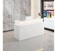 Modern LED Front Counter Desk with Lockable Storage, Keyboard Tray - Perfect for Retail, Office, Salon, Reception, and Customer Service Environments