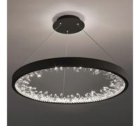 Modern LED Glam Crystal Ring Circle Chandelier Ceiling Hanging Light Fixture for Bedroom Living Room 23.5 Inch 3 Color Light Made in China
