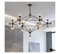 Modern LED Glass Chandelier Light Fixture for Living Room Bedroom Kitchen Retro Style Pendant Lamp with Deco Lustre