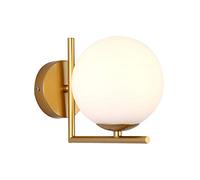 Modern LED Globe Frosted Glass Wall Lights Wall Mounted Bedside Lamp Simple Wall Light Sconce for Indoor Wall Lighting, Bedroom, Living Room (Gold)