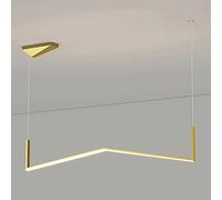 Modern LED Linear Hanging Lamp, Metal W-Type Suspension Light with Acrylic Shade, Minimalist Design for Dining Room and Kitchen Island