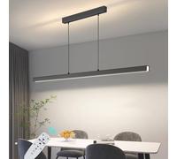 Modern LED Linear Pendant Light, 39.5 inch 40W Black Island Lights with Remote Control, Dimmable 3 Color Temperature,Light Fixture with 79 inch Adjustable Cords for Dining Room Kitchen Island