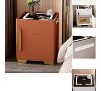 Modern LED Nightstand with Drawer and Charging Station Light Gray Smart Bedside Table Perfect for Bedroom or Office
