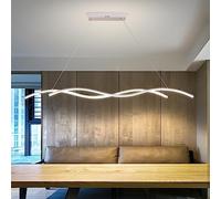 Modern LED pendant lamp dining room dimmable pendant lamp dining table black, living room kitchen hanging lamp Modern Creative Designer Chandelier Office Lights Ceiling light (White, L120cm)