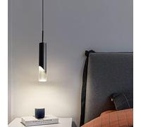 Modern LED Pendant Lamp for Bedroom, Dining Room, Kitchen - Minimalist 4500K Hanging Light Fixture, Black 6x30cm - Stylish Ceiling Chandelier for Home Decor