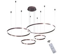 Modern LED Pendant Light 3 Ring Gold Finish Adjustable Hanging Fixture Dimmable Ceiling Chandelier with Remote Control 3000K-6000K 68W Lighting Decor.