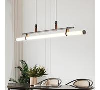 Modern LED Pendant Light Chandelier for Dining Room Kitchen & Office - Dimmable with Remote Control 3000K-6500K Stylish Linear Hanging Lamp (Black 115cm)