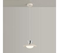 Modern LED Pendant Light, Cream Kitchen Island Lighting, White Chrome Hanging Fixture, 8W Adjustable Dining Room Chaner, Stylish Bedside Ceiling Lamp, Contemporary Home Decor (3000k)