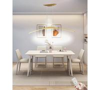 Modern LED Pendant Light Fixture, Creative Curved Design, Adjustable Height, Ideal for Dining Room, Bar Counter, Studio, White, 80CM
