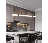 Modern LED Pendant Light for Dining Room - Dimmable Chandelier with Remote Control Adjustable 3000K-6500K Gold Linear Hanging Lamp for Kitchen Living Room Office & Restaurants (80cm)