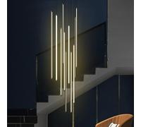 Modern LED Pendant Light for Stairs, 12-Head Dimmable Aluminum Chandelier, Rotatable Ceiling Fixture, Infinite Dimming, 60cm Length, Stylish Lighting Solution