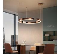 Modern LED Pendant Light with Remote, Adjustable 3000K-6500K, Minimalist Design, Stainless Steel & Acrylic, for Living Room, Bedroom, Dining Room (Rose Gold, 40CM)